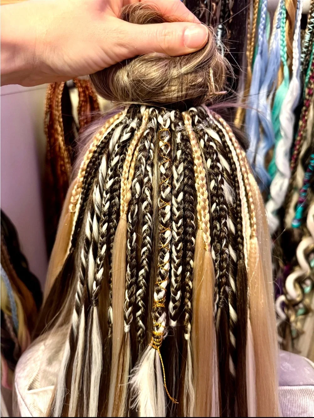 Blonde & Brown Braided Hair Extensions - Multi-Tone Accent